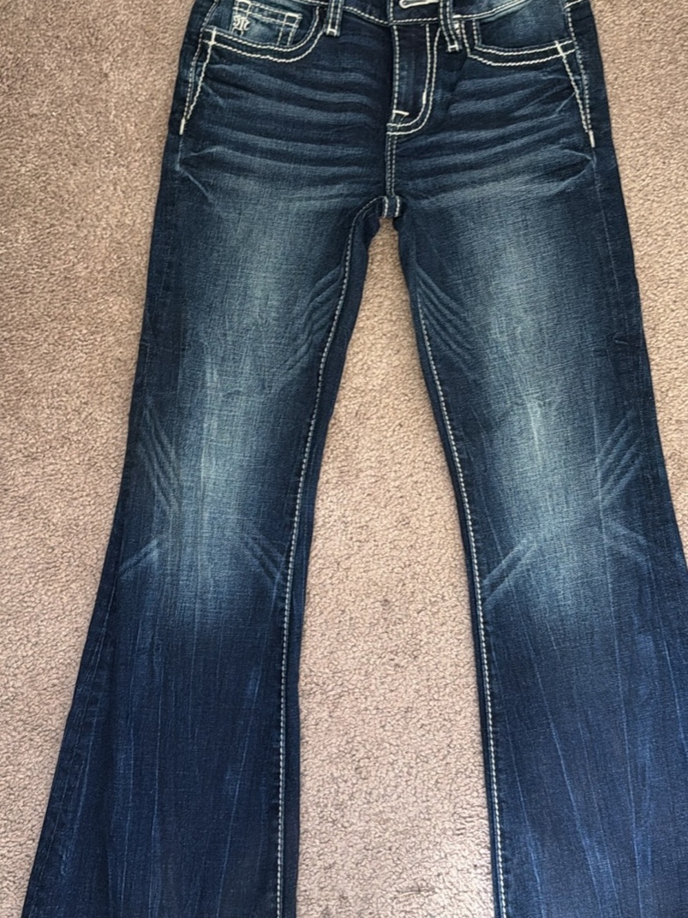Miss Me Dark Blue Faded Bootcut Jeans - Girls
